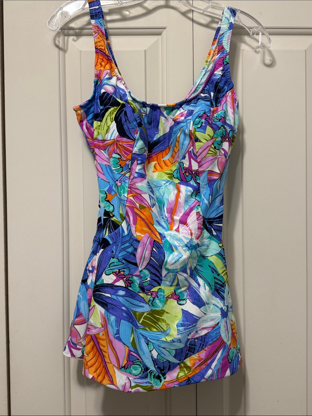 WOMEN Floral Scoop Neck Swimdress - Multicolor